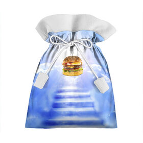 Подарочный 3D мешок с принтом Райский бургер в Санкт-Петербурге, 100% полиэстер | Размер: 29*39 см | food | hamburger | hot dog | ангел | блики | булка | булочка | бургер | бутерброд | вкусняшки | гамбургер | еда | котлета | лестница | лучи | небесный | небо | обжора | облака | пейзаж | природа | рай | сендвич