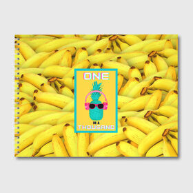 Альбом для рисования с принтом Ананас и бананы в Санкт-Петербурге, 100% бумага
 | матовая бумага, плотность 200 мг. | Тематика изображения на принте: 3d | ананас | бананы | бирюзовый | единственный | желтый | надпись | наушники | один | один на тысячу | одна на тысячу | очки | полная запечатка | розовый | самовыражение