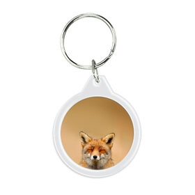 Брелок круглый с принтом Милая лисичка в Санкт-Петербурге, пластик и полированная сталь | круглая форма, металлическое крепление в виде кольца | fox | foxy | животное | звери | лиса | лисенок | лисичка | милая | рыжая | фокс