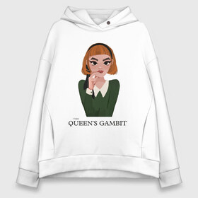 Женское худи Oversize хлопок с принтом Queens Gambit Ход Королевы в Санкт-Петербурге, френч-терри — 70% хлопок, 30% полиэстер. Мягкий теплый начес внутри —100% хлопок | боковые карманы, эластичные манжеты и нижняя кромка, капюшон на магнитной кнопке | the queens gambit | бэт хармон | королева | милая девушка | рыжая | рыжая девушка | сериал | сериал про шахматы | ход королевы | шахматы | элизабет хармон