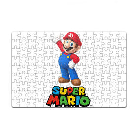 Пазл магнитный 126 элементов с принтом Super Mario в Санкт-Петербурге, полимерный материал с магнитным слоем | 126 деталей, размер изделия —  180*270 мм | видеоигра | игра | марио | персонаж