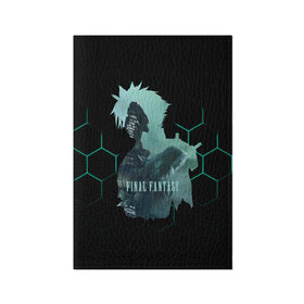 Обложка для паспорта матовая кожа с принтом Final Fantasy VII Remake в Санкт-Петербурге, натуральная матовая кожа | размер 19,3 х 13,7 см; прозрачные пластиковые крепления | Тематика изображения на принте: final fantasy | final fantasy vii remake | герой | игра | компьютерная | подарок | ремейк | силуэт | синяя | узор | файнл фэнтези
