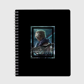 Тетрадь с принтом Final Fantasy VII Remake в Санкт-Петербурге, 100% бумага | 48 листов, плотность листов — 60 г/м2, плотность картонной обложки — 250 г/м2. Листы скреплены сбоку удобной пружинной спиралью. Уголки страниц и обложки скругленные. Цвет линий — светло-серый
 | final fantasy | final fantasy vii remake | герой | игра | компьютерная | подарок | ремейк | силуэт | синяя | узор | файнл фэнтези