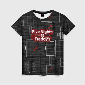 Женская футболка 3D с принтом Five Nights At Freddy в Санкт-Петербурге, 100% полиэфир ( синтетическое хлопкоподобное полотно) | прямой крой, круглый вырез горловины, длина до линии бедер | 5 ночей с фредди | five nights at freddys | fnaf | игра | игрок | книга | логотип | пиццерия | подарок | страшилка | схема | фнаф | фредди