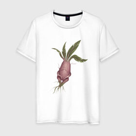 Мужская футболка хлопок с принтом Мандрагора в Санкт-Петербурге, 100% хлопок | прямой крой, круглый вырез горловины, длина до линии бедер, слегка спущенное плечо. | корни | листочки | растение | фэнтези