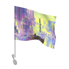 Флаг для автомобиля с принтом Cyberpunk 2077 в Санкт-Петербурге, 100% полиэстер | Размер: 30*21 см | cd project red | cyberpunk 2077 | keanu reeves | samurai | игра | киану ривз | киберпанк 2077 | самураи