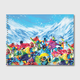 Альбом для рисования с принтом Палитра сноуборд в Санкт-Петербурге, 100% бумага
 | матовая бумага, плотность 200 мг. | борд | горы | зимние виды спорта | разноцветный | снег | сноуборд | спуск | экипировка