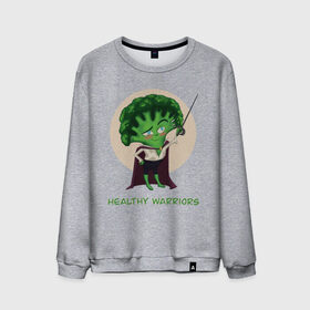 Мужской свитшот хлопок с принтом Здоровые воины в Санкт-Петербурге, 100% хлопок |  | брокколи | воин | здоровье | зеленый | овощи