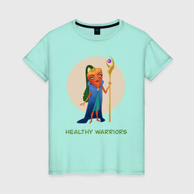 Женская футболка хлопок с принтом Здоровые воины в Санкт-Петербурге, 100% хлопок | прямой крой, круглый вырез горловины, длина до линии бедер, слегка спущенное плечо | здоровье | маг | морковь | овощи | оранжевый