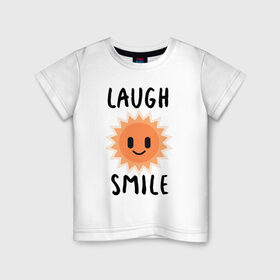 Детская футболка хлопок с принтом Солнышко в Санкт-Петербурге, 100% хлопок | круглый вырез горловины, полуприлегающий силуэт, длина до линии бедер | весна | жара | лето | маскот | минимализм | надпись