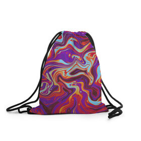 Рюкзак-мешок 3D с принтом colorful waves в Санкт-Петербурге, 100% полиэстер | плотность ткани — 200 г/м2, размер — 35 х 45 см; лямки — толстые шнурки, застежка на шнуровке, без карманов и подкладки | abstract | colors | paint | pattern | violet | waves | абстракция | волны | краска | цветной