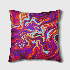 Подушка 3D с принтом colorful waves в Санкт-Петербурге, наволочка – 100% полиэстер, наполнитель – холлофайбер (легкий наполнитель, не вызывает аллергию). | состоит из подушки и наволочки. Наволочка на молнии, легко снимается для стирки | abstract | colors | paint | pattern | violet | waves | абстракция | волны | краска | цветной