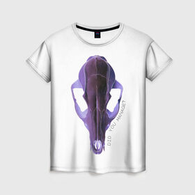 Женская футболка 3D с принтом The Skull в Санкт-Петербурге, 100% полиэфир ( синтетическое хлопкоподобное полотно) | прямой крой, круглый вырез горловины, длина до линии бедер | альтернатива | андеграунд | гот | готика | готический стиль | готы | фиолетовый череп | череп | череп животного