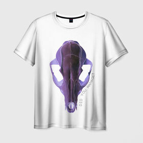 Мужская футболка 3D с принтом The Skull в Санкт-Петербурге, 100% полиэфир | прямой крой, круглый вырез горловины, длина до линии бедер | альтернатива | андеграунд | гот | готика | готический стиль | готы | фиолетовый череп | череп | череп животного
