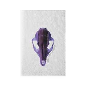 Обложка для паспорта матовая кожа с принтом The Skull в Санкт-Петербурге, натуральная матовая кожа | размер 19,3 х 13,7 см; прозрачные пластиковые крепления | Тематика изображения на принте: альтернатива | андеграунд | гот | готика | готический стиль | готы | фиолетовый череп | череп | череп животного