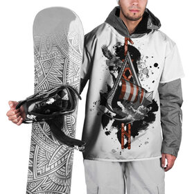 Накидка на куртку 3D с принтом Assassins Creed Valhalla Тату в Санкт-Петербурге, 100% полиэстер |  | Тематика изображения на принте: ассасинс крид | викинги | графика | драккар | корабль | орел | руны | тату