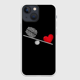 Чехол для iPhone 13 mini с принтом Слушай Сердце в Санкт-Петербурге,  |  | 14 февраля | love | valentines day | девушке | день влюбленных | качели | любимой | любимому | любовь | не слушай мозг | пара | парню | перевесил | разум | сердца | сердце heart | слушай сердце