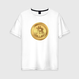 Женская футболка хлопок Oversize с принтом BTC в Санкт-Петербурге, 100% хлопок | свободный крой, круглый ворот, спущенный рукав, длина до линии бедер
 | bitcoin | btc | биткоин | валюта | деньги | криптовалюта