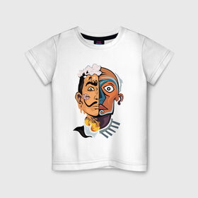 Детская футболка хлопок с принтом Dal? vs Picasso в Санкт-Петербурге, 100% хлопок | круглый вырез горловины, полуприлегающий силуэт, длина до линии бедер | график | живописец | испания | сюрреализм | творчество