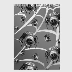 Скетчбук с принтом Пауки на паутине в Санкт-Петербурге, 100% бумага
 | 48 листов, плотность листов — 100 г/м2, плотность картонной обложки — 250 г/м2. Листы скреплены сверху удобной пружинной спиралью | halloween | spider | пауки | паутина | хеллоуин