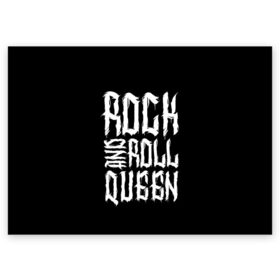 Поздравительная открытка с принтом Rock and Roll Queen в Санкт-Петербурге, 100% бумага | плотность бумаги 280 г/м2, матовая, на обратной стороне линовка и место для марки
 | family | family look | queen | rock | rock and roll | детские | для всей семьи | семейные | семья | фэмили лук