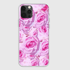 Чехол для iPhone 12 Pro Max с принтом Roses в Санкт-Петербурге, Силикон |  | дизайн с розами | женственность | нежность | роза | розовый принт | розовый фон | розы | цветы
