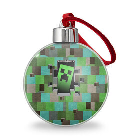 Ёлочный шар с принтом Minecraft в Санкт-Петербурге, Пластик | Диаметр: 77 мм | minecraft | видеоигры | зеленый человечек | майнкрафт | пикселы
