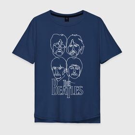 Мужская футболка хлопок Oversize с принтом The Beatles (одной линией) в Санкт-Петербурге, 100% хлопок | свободный крой, круглый ворот, “спинка” длиннее передней части | let it be | the beatles | битлз | битломан | битлы | всемирный день | группа | джон | джордж | известный | леннон | логотип | маккартни | музыка | музыкант | пол | популярный | портрет | ринго | рок группа | старр