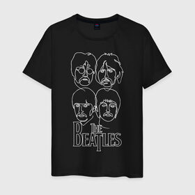 Мужская футболка хлопок с принтом The Beatles (одной линией) в Санкт-Петербурге, 100% хлопок | прямой крой, круглый вырез горловины, длина до линии бедер, слегка спущенное плечо. | let it be | the beatles | битлз | битломан | битлы | всемирный день | группа | джон | джордж | известный | леннон | логотип | маккартни | музыка | музыкант | пол | популярный | портрет | ринго | рок группа | старр
