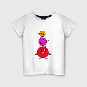 Детская футболка хлопок с принтом Птички в Санкт-Петербурге, 100% хлопок | круглый вырез горловины, полуприлегающий силуэт, длина до линии бедер | воробьи | деверь | животные | звери | попугаи | птицы | птички