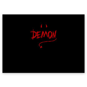 Поздравительная открытка с принтом ДЕМОН в Санкт-Петербурге, 100% бумага | плотность бумаги 280 г/м2, матовая, на обратной стороне линовка и место для марки
 | demon | hell | ад | демон | зверь | зло | надпись | настроение | чудовище