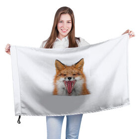 Флаг 3D с принтом Снежная лиса в Санкт-Петербурге, 100% полиэстер | плотность ткани — 95 г/м2, размер — 67 х 109 см. Принт наносится с одной стороны | fox | foxy | животное | звери | лиса | лисенок | лисичка | милая | рыжая | фокс