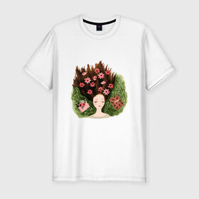 Мужская футболка хлопок Slim с принтом Мечты в Санкт-Петербурге, 92% хлопок, 8% лайкра | приталенный силуэт, круглый вырез ворота, длина до линии бедра, короткий рукав | dreams | цветы