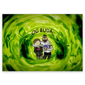 Поздравительная открытка с принтом Репер - OG Buda в Санкт-Петербурге, 100% бумага | плотность бумаги 280 г/м2, матовая, на обратной стороне линовка и место для марки
 | lil melon | og buda | seemee. | оджи буда | репер | рэп исполнитель | федук