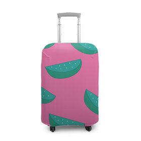 Чехол для чемодана 3D с принтом Арбузы на розовом в Санкт-Петербурге, 86% полиэфир, 14% спандекс | двустороннее нанесение принта, прорези для ручек и колес | арбуз | зеленый | летний | паттерн | подарок | простой | розовыйй | тропический | узор | фрукт