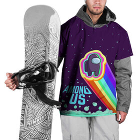 Накидка на куртку 3D с принтом AMONG US neon rainbow в Санкт-Петербурге, 100% полиэстер |  | Тематика изображения на принте: детский | космос | неоновый | радуга | стильная | тренд | яркий