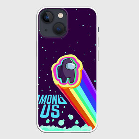 Чехол для iPhone 13 mini с принтом AMONG US neon rainbow в Санкт-Петербурге,  |  | детский | космос | неоновый | радуга | стильная | тренд | яркий