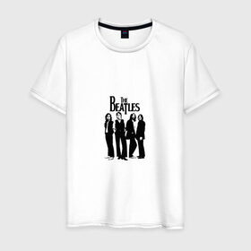 Мужская футболка хлопок с принтом The Beatles в Санкт-Петербурге, 100% хлопок | прямой крой, круглый вырез горловины, длина до линии бедер, слегка спущенное плечо. | the beatles | битлз | джон леннон | джордж харрисон | пол маккартни | ринго старр | рок группа | рок н ролл