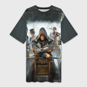 Платье-футболка 3D с принтом Assassin’s Creed Syndicate в Санкт-Петербурге,  |  | black flag | brotherhood | chronicles | creed | game | origins | revelations | rogue | syndicate | unity | valhalla | альтаир | ассасин | игры | кинжал | пираты