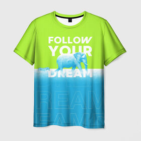 Мужская футболка 3D с принтом Следуй за своей мечтой в Санкт-Петербурге, 100% полиэфир | прямой крой, круглый вырез горловины, длина до линии бедер | animal | dream | elephant | zebra | животные | звери | зебра | мечта | следуй за своей мечтой | слон