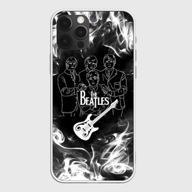 Чехол для iPhone 12 Pro с принтом The Beatles в Санкт-Петербурге, силикон | область печати: задняя сторона чехла, без боковых панелей | beatles | music | retro | rock | битлз | гитара | джон леннон | джордж харрисон | дым | логотипы групп | музыка | песни | пол маккартини | ретро | ринго старр | рок группа | рокерские | старый рок | черно белый