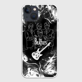 Чехол для iPhone 13 с принтом The Beatles в Санкт-Петербурге,  |  | beatles | music | retro | rock | битлз | гитара | джон леннон | джордж харрисон | дым | логотипы групп | музыка | песни | пол маккартини | ретро | ринго старр | рок группа | рокерские | старый рок | черно белый