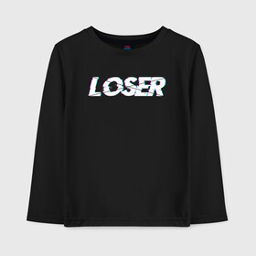 Детский лонгслив хлопок с принтом LOSER (Glitch) в Санкт-Петербурге, 100% хлопок | круглый вырез горловины, полуприлегающий силуэт, длина до линии бедер | Тематика изображения на принте: glitch | loser | noname | underdog | андердог | аутсайдер | газпром | глитч | глич | лузер | матч | неудачник | ноунейм | тв