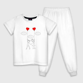 Детская пижама хлопок с принтом Полет любви в Санкт-Петербурге, 100% хлопок |  брюки и футболка прямого кроя, без карманов, на брюках мягкая резинка на поясе и по низу штанин
 | люблю | парные | сердце | шары воздушные