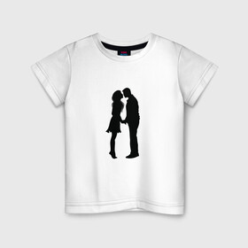 Детская футболка хлопок с принтом Влюбленные в Санкт-Петербурге, 100% хлопок | круглый вырез горловины, полуприлегающий силуэт, длина до линии бедер | люблю | парные | сердце | шары воздушные