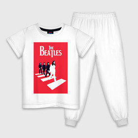Детская пижама хлопок с принтом The Beatles в Санкт-Петербурге, 100% хлопок |  брюки и футболка прямого кроя, без карманов, на брюках мягкая резинка на поясе и по низу штанин
 | the beatles | великобритания | джон леннон | классика | легенды | музыка | пол маккартни | рок | рок группа
