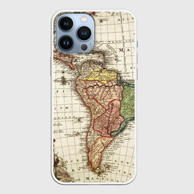 Чехол для iPhone 13 Pro Max с принтом ВИНТАЖНАЯ КАРТА в Санкт-Петербурге,  |  | america | geografic | map | tegunvteg | travel | америка | винтаж | география | долгота | карта | колумб | материк | океан | путешествия | суша | широта