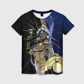 Женская футболка 3D с принтом Hades Афина в Санкт-Петербурге, 100% полиэфир ( синтетическое хлопкоподобное полотно) | прямой крой, круглый вырез горловины, длина до линии бедер | hades | афина | игра | компьютерная | подарок | половина | синий | хейдс | хэйдс | черный