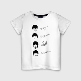 Детская футболка хлопок с принтом The Beatles(автографы) в Санкт-Петербурге, 100% хлопок | круглый вырез горловины, полуприлегающий силуэт, длина до линии бедер | let it be | the beatles | yellow submarine | yesterday | автографы | музыканты | рок группа