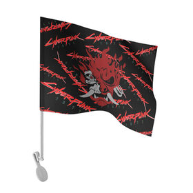 Флаг для автомобиля с принтом Cyberpunk2077 red samurai в Санкт-Петербурге, 100% полиэстер | Размер: 30*21 см | 2077 | cyber punk 2077 | cyberpunk | cyberpunk2077art | red | samurai | киберпанк | красный 2077